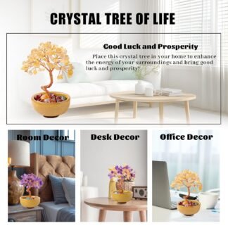 Runyangshi Citrine Tree of Life - Natural Crystal Gemstone Tree for Feng Shui, Money, Luck, Home Decor, with Spiritual Gifts for Women Men