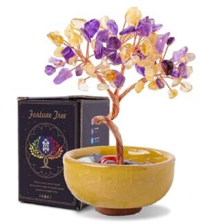 Runyangshi Citrine Tree of Life - Natural Crystal Gemstone Tree for Feng Shui, Money, Luck, Home Decor, with Spiritual Gifts for Women Men