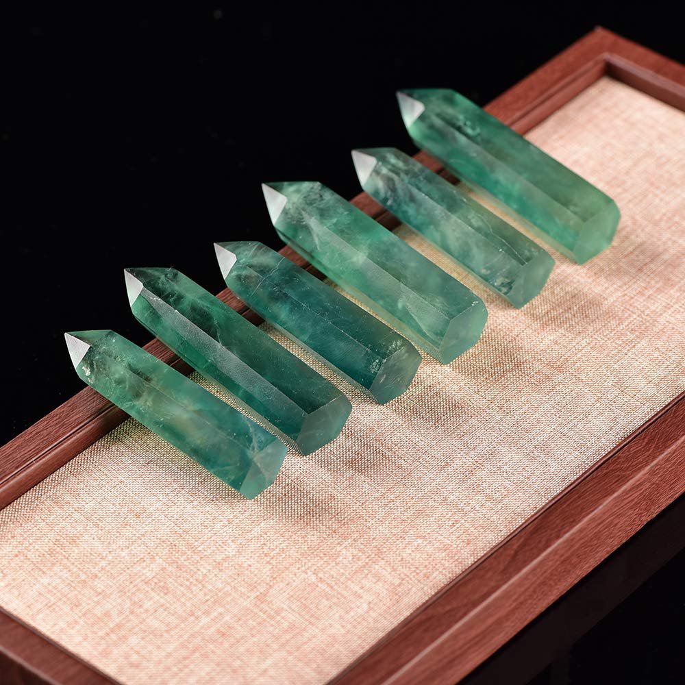 Runyangshi Green Fluorite Natural Healing Crystal Wands Height 2-24 6 Faceted Prism Wand Reiki Chakra Stone Natural Quartz - lunas-mystic-emporium.com Runyangshi Green Fluorite Natural Healing Crystal Wands Height 2"-2.4", 6 Faceted Prism Wand Reiki Chakra Stone, Natural Quartz