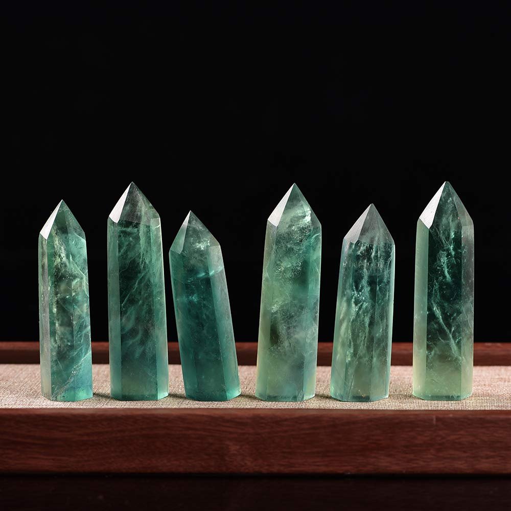 Runyangshi Green Fluorite Natural Healing Crystal Wands Height 2-24 6 Faceted Prism Wand Reiki Chakra Stone Natural Quartz - lunas-mystic-emporium.com Runyangshi Green Fluorite Natural Healing Crystal Wands Height 2"-2.4", 6 Faceted Prism Wand Reiki Chakra Stone, Natural Quartz