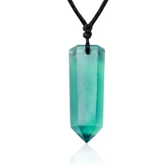 Runyangshi Healing Crystal Pendants, Single Pointed Natural Crystal Quartz Necklace 6 Faceted Chakra Crystal Wand Stone Reiki Energy