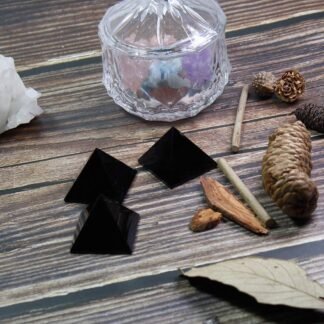 Runyangshi Natural Black Obsidian Crystal Pyramid Energy Generator | 1.6x1.6in (4x4cm) Healing Crystal Pyramid for Protection & Positive Energy | Natural Quartz for Chakra Reiki...