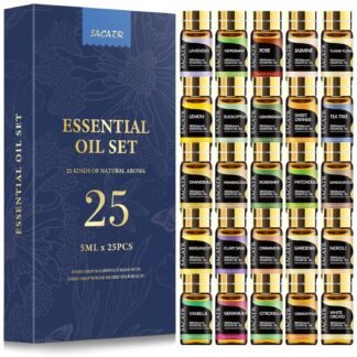 SACATR 25 Pcs Natural Essential Oil Sets,Essential Oils for Diffuser, Humidifiers, Skin Care, Massage, Fragrance Oil Scent for DIY Candle and Soap Making, Gift for Friend (25 *...