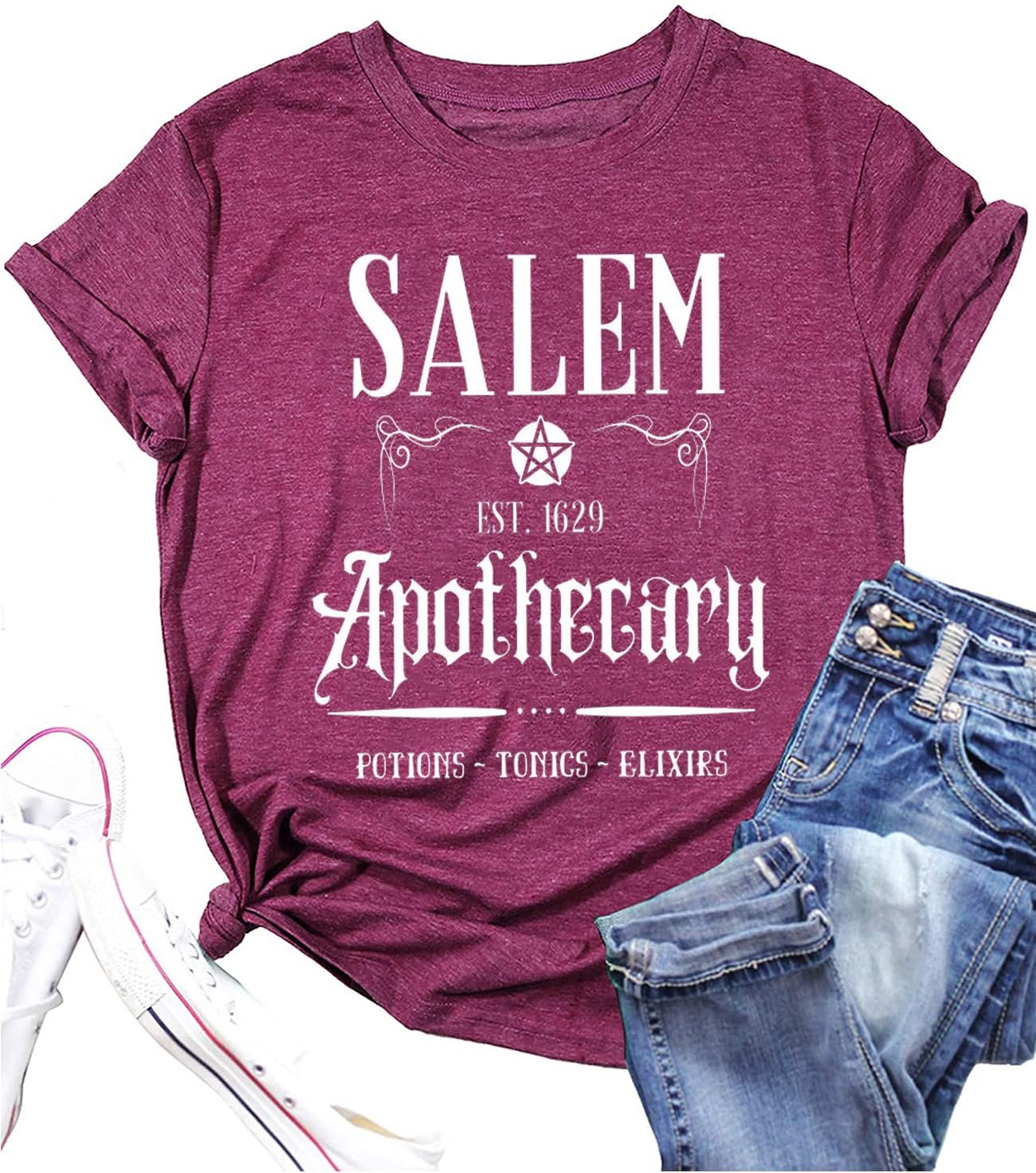 Salem T-Shirt Women Halloween Witch Sisters Shirt Salem Witch Shirt Fall Holiday Tees Casual Short Sleeve Tops - lunas-mystic-emporium.com Salem T-Shirt Women Halloween Witch Sisters Shirt Salem Witch Shirt Fall Holiday Tees Casual Short Sleeve Tops