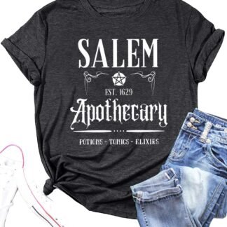 Salem T-Shirt Women Halloween Witch Sisters Shirt Salem Witch Shirt Fall Holiday Tees Casual Short Sleeve Tops