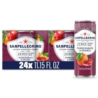 Sanpellegrino Zero Grams Added Sugar Italian Sparkling Drinks Pomegranate Orange, Sparkling Pomegranate Orange Beverage 24 Pack of 11.15 Fl Oz Cans