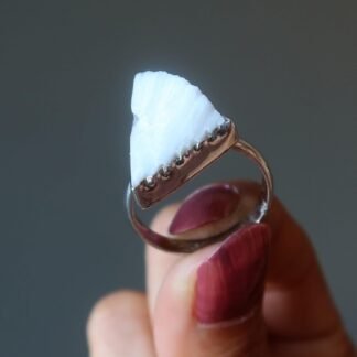 Satin Crystals Scolecite Ring Pinnacle Sterling Silver Size 9.0
