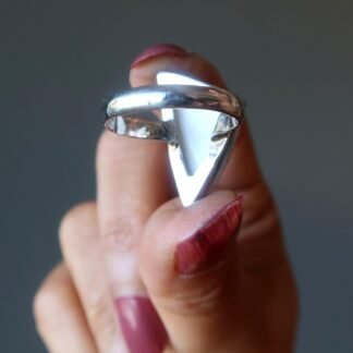 Satin Crystals Scolecite Ring Pinnacle Sterling Silver Size 9.0