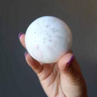 Scolecite Sphere White Gentle Soul Crystal Ball 20-225 inch - lunas-mystic-emporium.com Scolecite Sphere White Gentle Soul Crystal Ball 2.0-2.25 inch