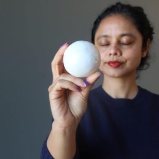 Scolecite Sphere White Gentle Soul Crystal Ball 20-225 inch - lunas-mystic-emporium.com Scolecite Sphere White Gentle Soul Crystal Ball 2.0-2.25 inch
