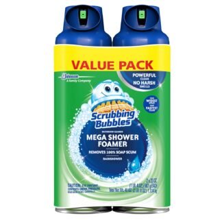 Scrubbing Bubbles Mega Bathroom and Shower Foamer Aerosol, Rainshower Scent, 20oz (Pack of 2)