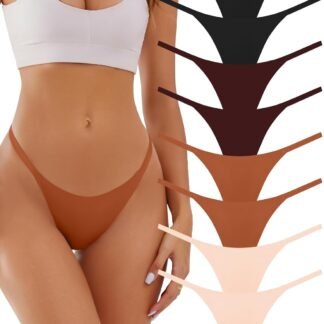 Seamless G-string Thongs for Women - No Show Thong Underwear Stretch Breathable Low Rise Panties 8 Pack