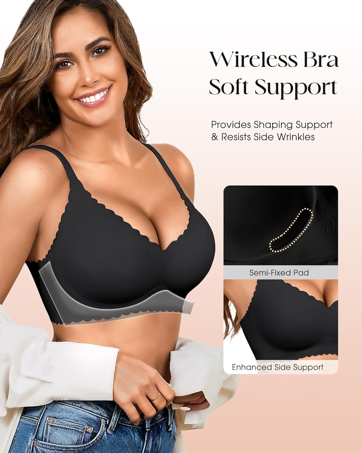 Seamless Jelly Bras for Women 3 Pack - Deep V Wireless Push Up No Wire Womens Bra Padded Comfort with Support for Gifts - lunas-mystic-emporium.com Seamless Jelly Bras for Women 3 Pack - Deep V Wireless Push Up No Wire Womens Bra Padded Comfort with Support for Gifts