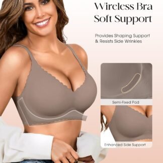 Seamless Jelly Bras for Women 3 Pack - Deep V Wireless Push Up No Wire Womens Bra Padded Comfort with Support for Gifts