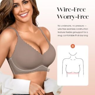 Seamless Jelly Bras for Women 3 Pack - Deep V Wireless Push Up No Wire Womens Bra Padded Comfort with Support for Gifts