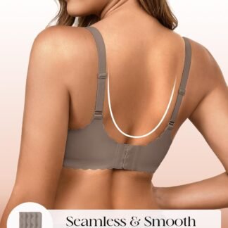 Seamless Jelly Bras for Women 3 Pack - Deep V Wireless Push Up No Wire Womens Bra Padded Comfort with Support for Gifts