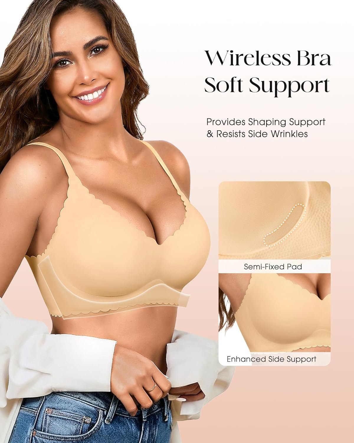 Seamless Jelly Bras for Women 3 Pack - Deep V Wireless Push Up No Wire Womens Bra Padded Comfort with Support for Gifts - lunas-mystic-emporium.com Seamless Jelly Bras for Women 3 Pack - Deep V Wireless Push Up No Wire Womens Bra Padded Comfort with Support for Gifts