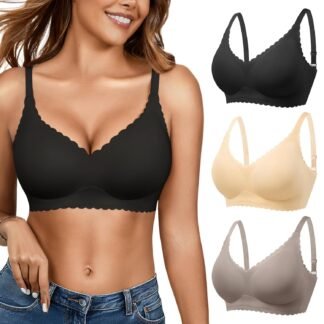 Seamless Jelly Bras for Women 3 Pack - Deep V Wireless Push Up No Wire Womens Bra Padded Comfort with Support for Gifts - lunas-mystic-emporium.com Seamless Jelly Bras for Women 3 Pack - Deep V Wireless Push Up No Wire Womens Bra Padded Comfort with Support for Gifts