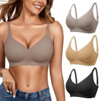 Seamless Jelly Bras for Women 3 Pack - Deep V Wireless Push Up No Wire Womens Bra Padded Comfort with Support for Gifts - lunas-mystic-emporium.com Seamless Jelly Bras for Women 3 Pack - Deep V Wireless Push Up No Wire Womens Bra Padded Comfort with Support for Gifts