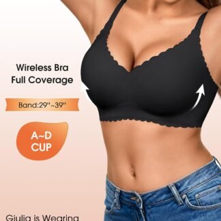 Seamless Jelly Bras for Women 3 Pack - Deep V Wireless Push Up No Wire Womens Bra Padded Comfort with Support for Gifts