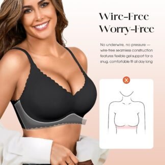 Seamless Jelly Bras for Women 3 Pack - Deep V Wireless Push Up No Wire Womens Bra Padded Comfort with Support for Gifts