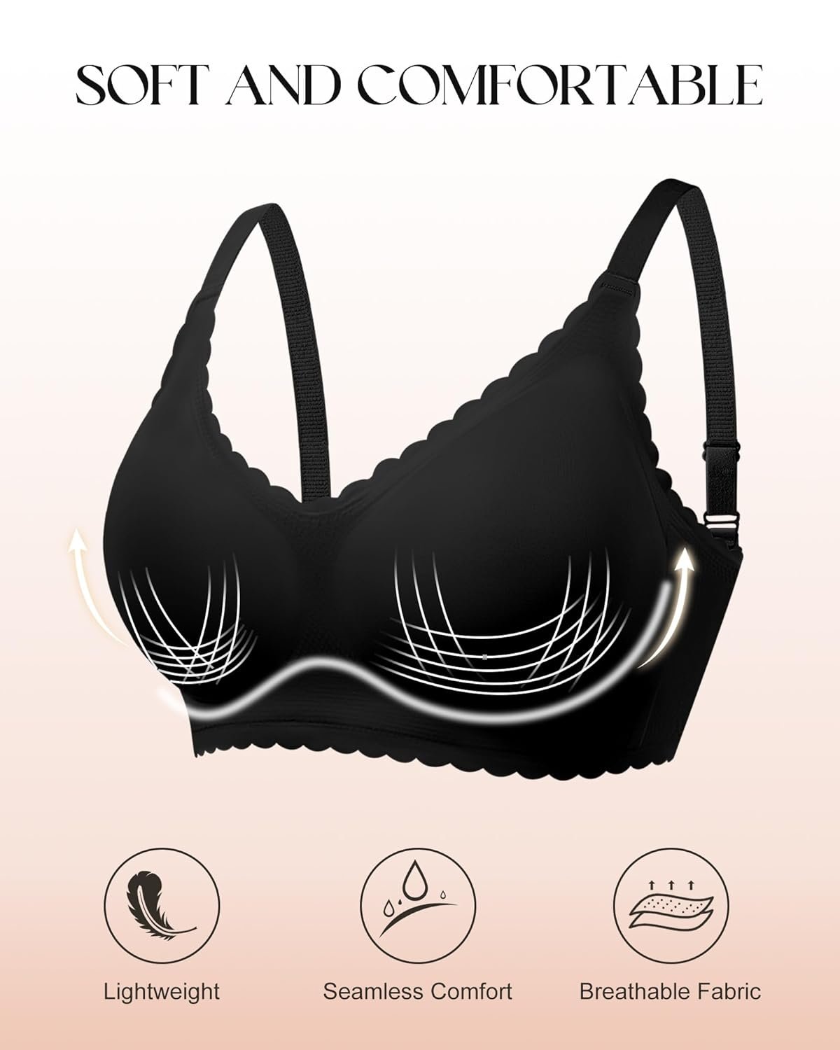 Seamless Jelly Bras for Women 3 Pack - Deep V Wireless Push Up No Wire Womens Bra Padded Comfort with Support for Gifts - lunas-mystic-emporium.com Seamless Jelly Bras for Women 3 Pack - Deep V Wireless Push Up No Wire Womens Bra Padded Comfort with Support for Gifts