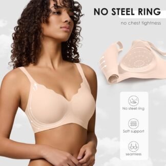 Seamless Wireless Bra for Women with Support - No Underwire Full Coverage Push Up Bras