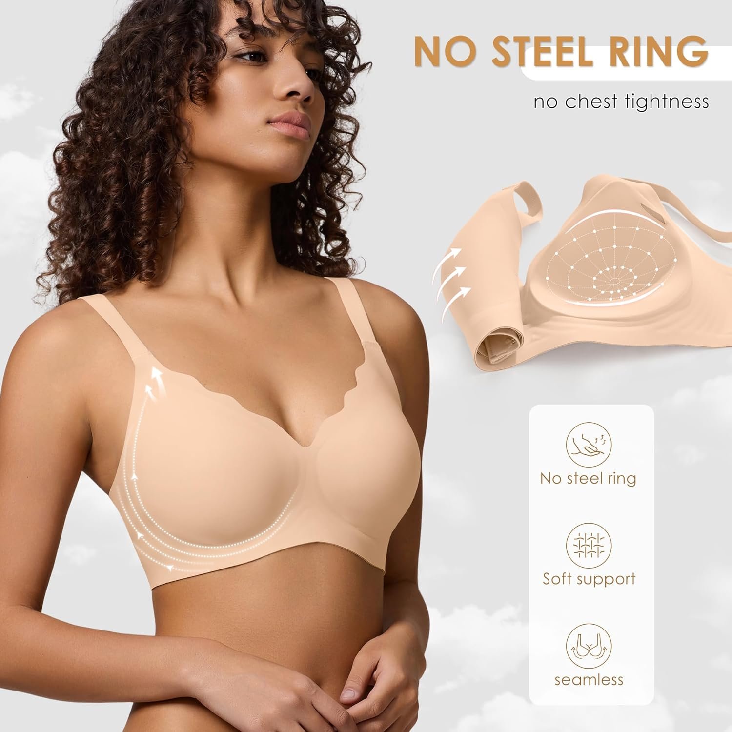 Seamless Wireless Bra for Women with Support - No Underwire Full Coverage Push Up Bras - lunas-mystic-emporium.com Seamless Wireless Bra for Women with Support - No Underwire Full Coverage Push Up Bras