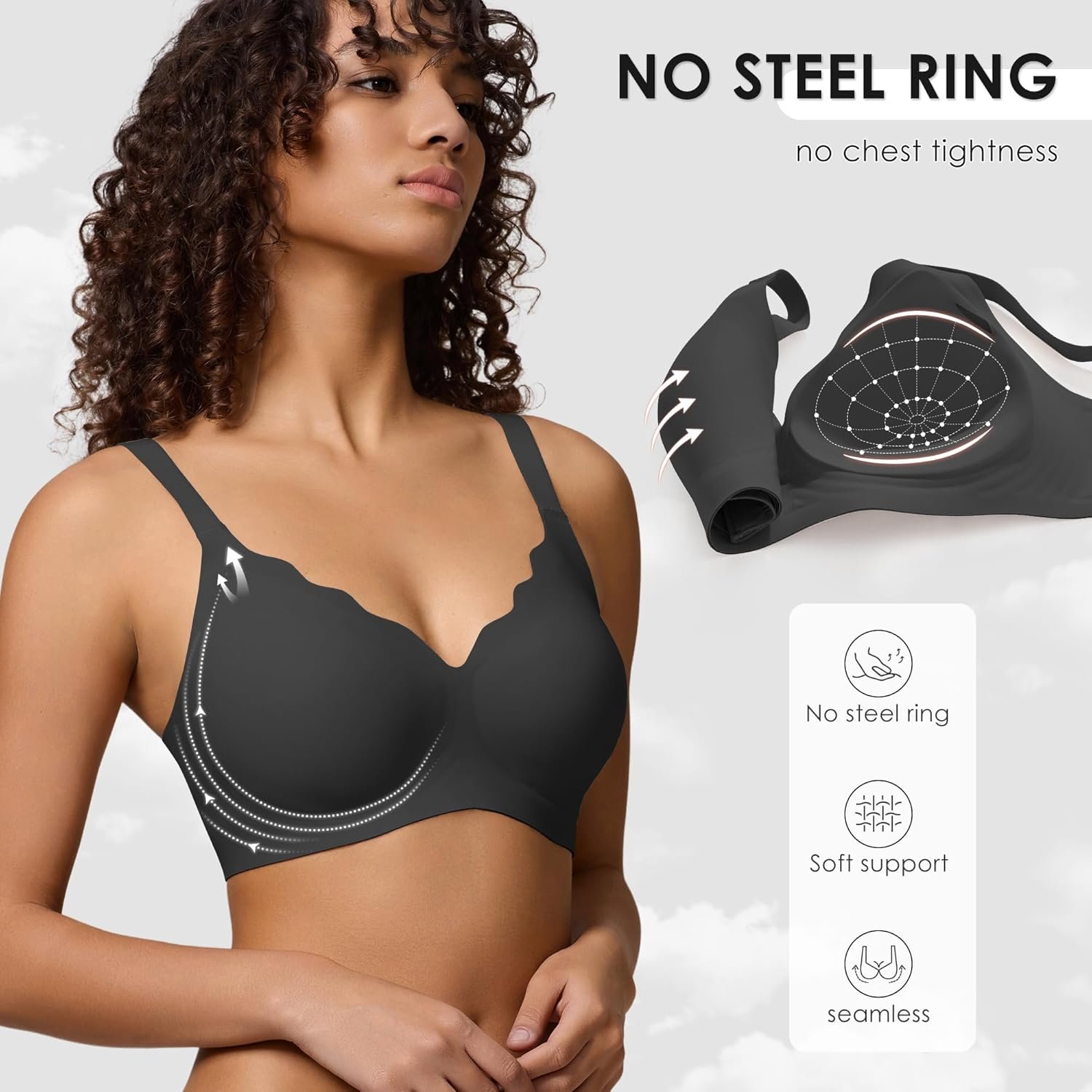 Seamless Wireless Bra for Women with Support - No Underwire Full Coverage Push Up Bras - lunas-mystic-emporium.com Seamless Wireless Bra for Women with Support - No Underwire Full Coverage Push Up Bras