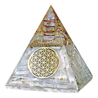 Selenite Glow Crystal Pyramid – Handmade Selenite Orgone Pyramid for High Frequency Vibration, Powers of Manifestation – Orgonite Pyramids Promotes Peace and Calmness