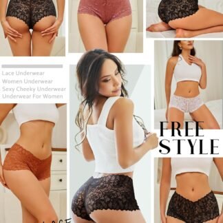 Sexy Women's Underwear Lace Shorts V Waist Breathable Cheeky Panties Boyshorts Underwear Women 5 Pack