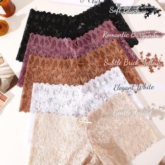 Sexy Women's Underwear Lace Shorts V Waist Breathable Cheeky Panties Boyshorts Underwear Women 5 Pack