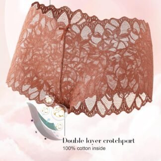 Sexy Women's Underwear Lace Shorts V Waist Breathable Cheeky Panties Boyshorts Underwear Women 5 Pack