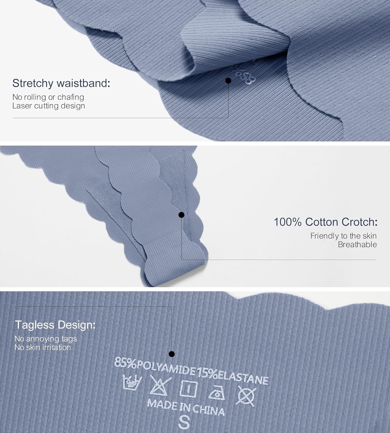 SHARICCA Womens Seamless Thongs No Show Underwear Soft Ribbed Invisible Panties Wave Edge Multi Pack - lunas-mystic-emporium.com SHARICCA Womens Seamless Thongs No Show Underwear Soft Ribbed Invisible Panties Wave Edge Multi Pack