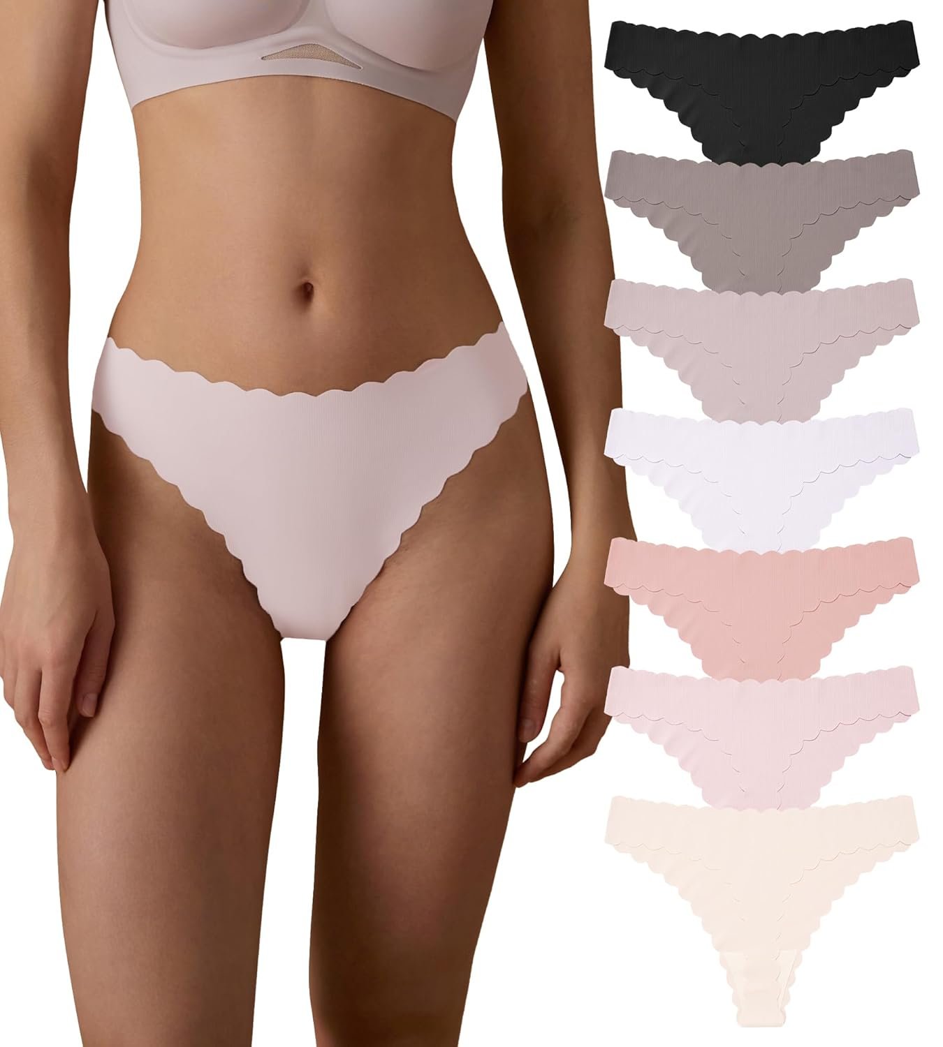 SHARICCA Womens Seamless Thongs No Show Underwear Soft Ribbed Invisible Panties Wave Edge Multi Pack - lunas-mystic-emporium.com SHARICCA Womens Seamless Thongs No Show Underwear Soft Ribbed Invisible Panties Wave Edge Multi Pack