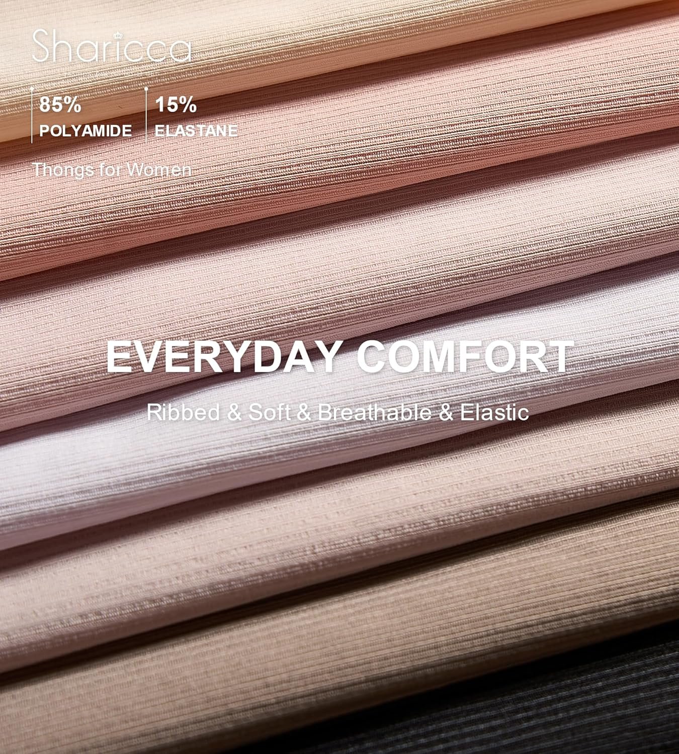 SHARICCA Womens Seamless Thongs No Show Underwear Soft Ribbed Invisible Panties Wave Edge Multi Pack - lunas-mystic-emporium.com SHARICCA Womens Seamless Thongs No Show Underwear Soft Ribbed Invisible Panties Wave Edge Multi Pack