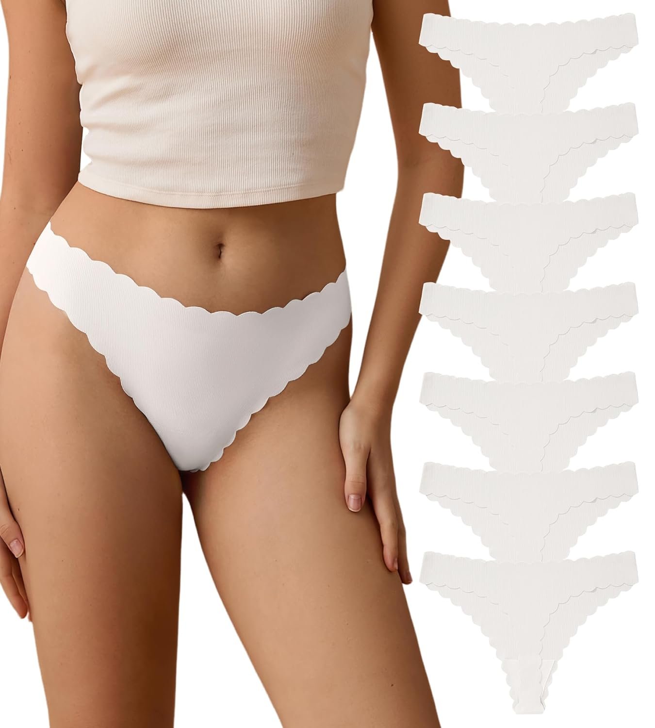 SHARICCA Womens Seamless Thongs No Show Underwear Soft Ribbed Invisible Panties Wave Edge Multi Pack - lunas-mystic-emporium.com SHARICCA Womens Seamless Thongs No Show Underwear Soft Ribbed Invisible Panties Wave Edge Multi Pack