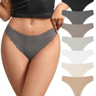 SHARICCA Womens Seamless Thongs No Show Underwear Soft Ribbed Invisible Panties Wave Edge Multi Pack - lunas-mystic-emporium.com SHARICCA Womens Seamless Thongs No Show Underwear Soft Ribbed Invisible Panties Wave Edge Multi Pack