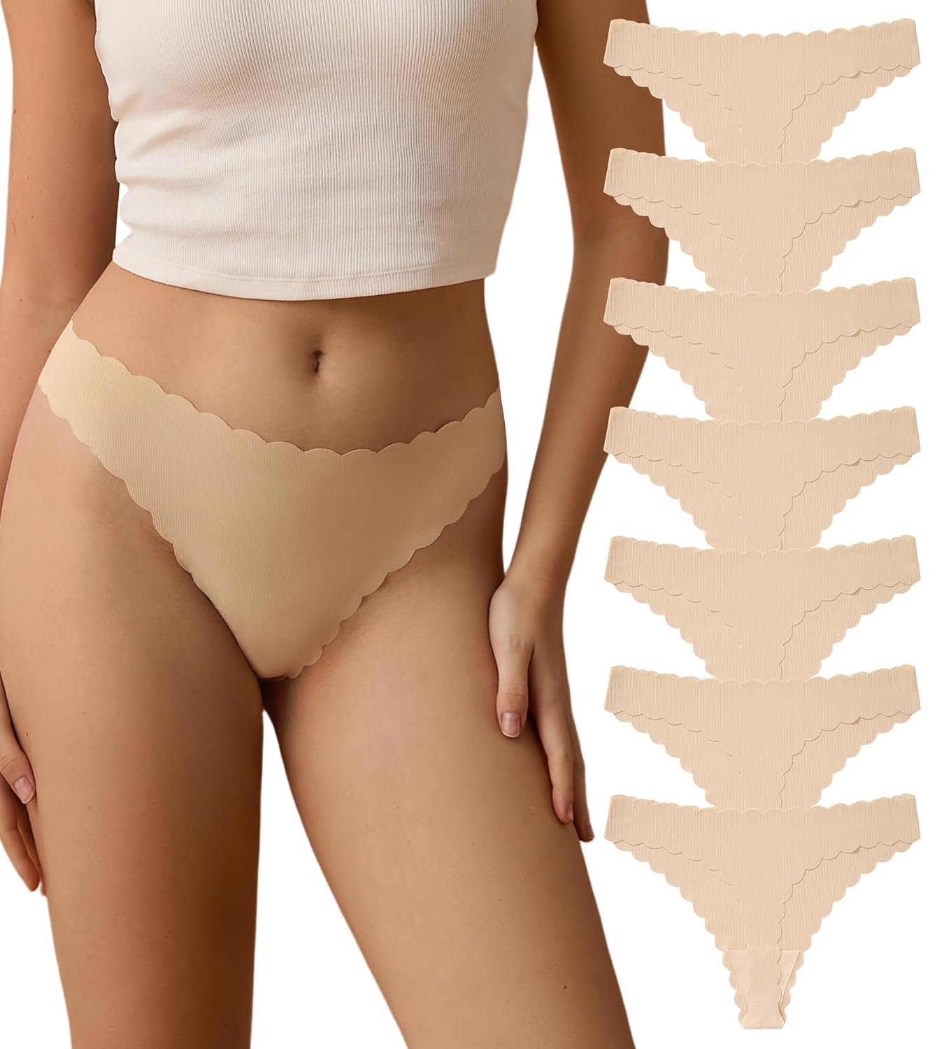 SHARICCA Womens Seamless Thongs No Show Underwear Soft Ribbed Invisible Panties Wave Edge Multi Pack - lunas-mystic-emporium.com SHARICCA Womens Seamless Thongs No Show Underwear Soft Ribbed Invisible Panties Wave Edge Multi Pack