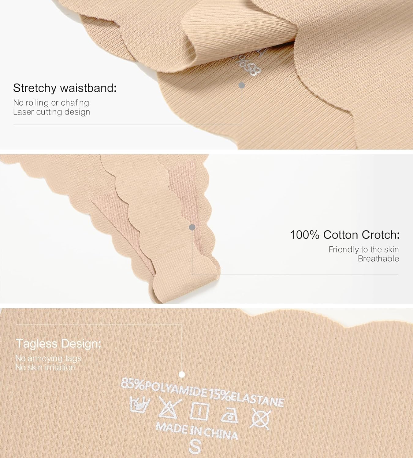 SHARICCA Womens Seamless Thongs No Show Underwear Soft Ribbed Invisible Panties Wave Edge Multi Pack - lunas-mystic-emporium.com SHARICCA Womens Seamless Thongs No Show Underwear Soft Ribbed Invisible Panties Wave Edge Multi Pack