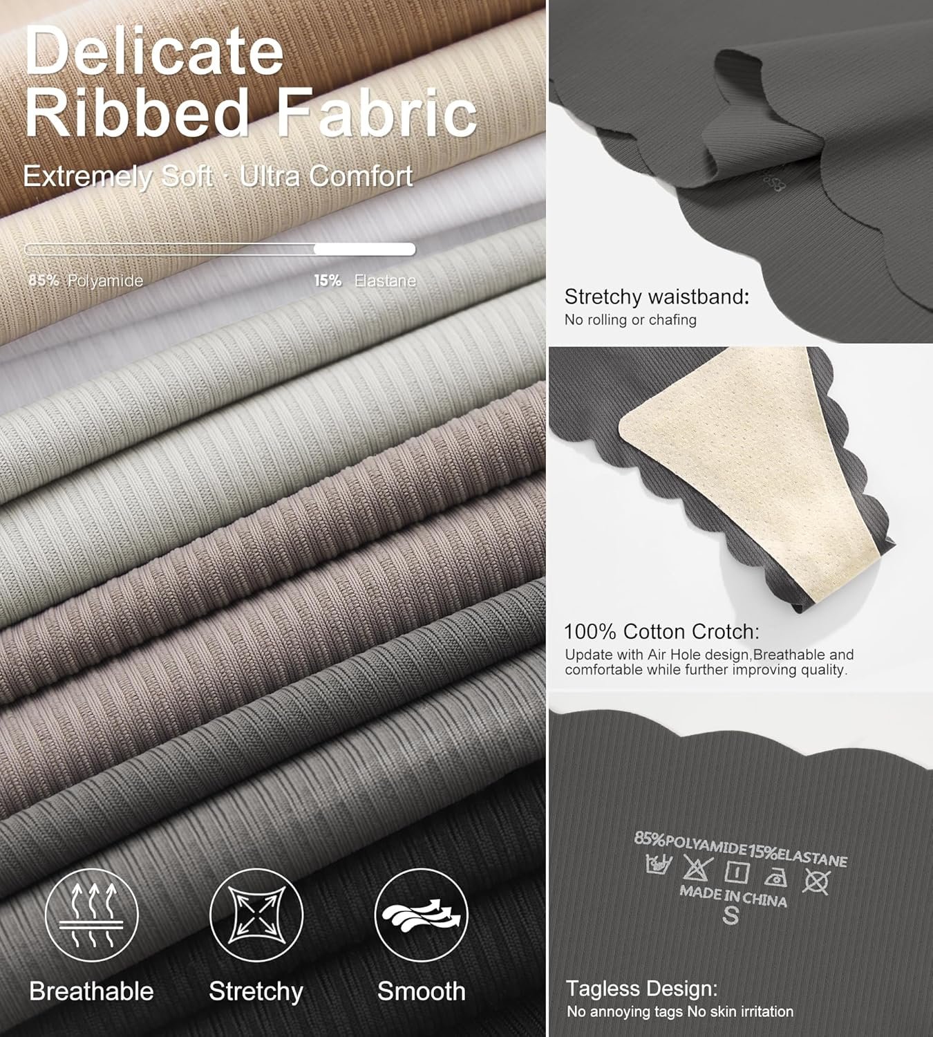 SHARICCA Womens Seamless Thongs No Show Underwear Soft Ribbed Invisible Panties Wave Edge Multi Pack - lunas-mystic-emporium.com SHARICCA Womens Seamless Thongs No Show Underwear Soft Ribbed Invisible Panties Wave Edge Multi Pack