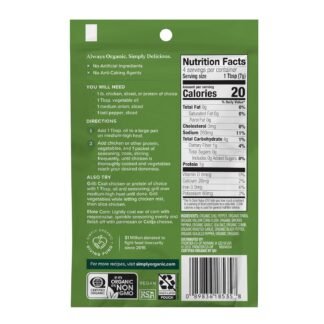 Simply Organic Fajita Seasoning Mix, Gluten Free, Certified Organic, Kosher - Chicken Fajita Seasoning - Pure Flavor for Tacos, Stir-Fries, Mexican Dishes, and More | 1.13 Ounce...