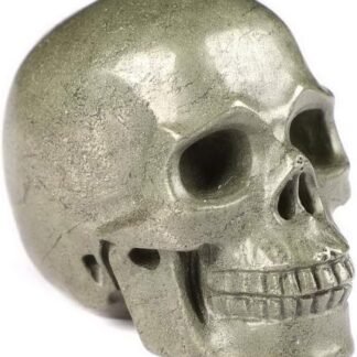 Skullis 2.0" Pyrite Crystal Skull, Hand Carved Gemstone Fine Art Sculpture, Reiki Healing Stone Statue.S970.