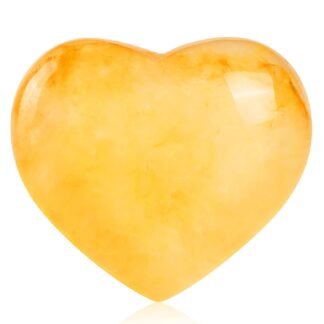 SMQ 60mm Citrine Crystal Heart Shaped Worry Stone Hand Carved Polished Gemstone Pocket Palm Healing Crystal Chakra Love Stones for Balancing Reiki Healing Meditation