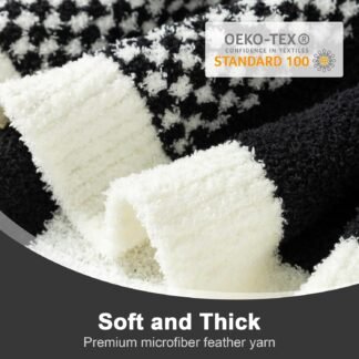 Snuggle Sac Checkered Blanket, Black Throw Blanket for Couch Plaid Microfiber Fluffy Warm Fuzzy Cozy Soft Throw Blanket Reversible Checkerered Blankets for Sofa, Chair, Bed,...