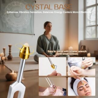 Sound Healing Tuning Fork Set - Tuning Forks for Chakra Alignment & Stress Relief – Otto 128Hz, Earth Om 136Hz, Yin 256Hz, Yang 384Hz, Activator & Pouch – Ideal for Meditation &...