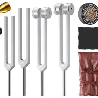 Sound Healing Tuning Fork Set - Tuning Forks for Chakra Alignment & Stress Relief – Otto 128Hz, Earth Om 136Hz, Yin 256Hz, Yang 384Hz, Activator & Pouch – Ideal for Meditation &...