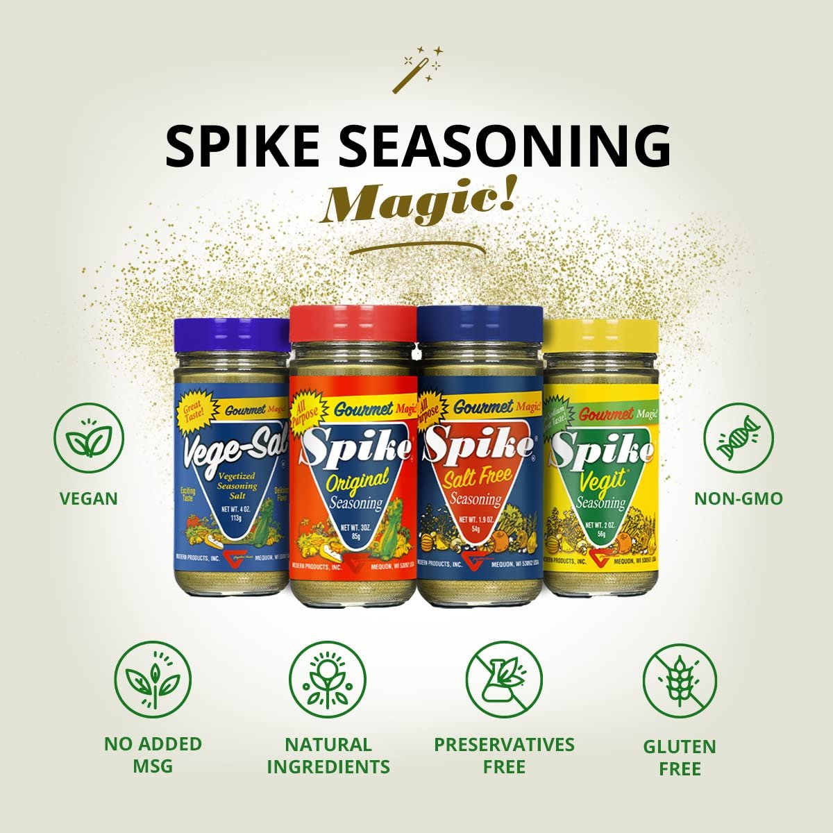 Spike Seasoning - Salt Free and Gluten Free - 19 oz - lunas-mystic-emporium.com Spike Seasoning - Salt Free and Gluten Free - 1.9 oz