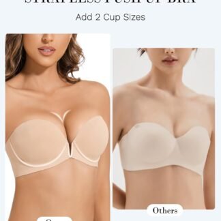 Strapless Bra Push Up Non Slip Deep V Plunge Underwire Bras for Women Super Padded Add 2 Cups - lunas-mystic-emporium.com Strapless Bra Push Up Non Slip Deep V Plunge Underwire Bras for Women Super Padded Add 2 Cups