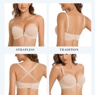 Strapless Bra Push Up Non Slip Deep V Plunge Underwire Bras for Women Super Padded Add 2 Cups - lunas-mystic-emporium.com Strapless Bra Push Up Non Slip Deep V Plunge Underwire Bras for Women Super Padded Add 2 Cups